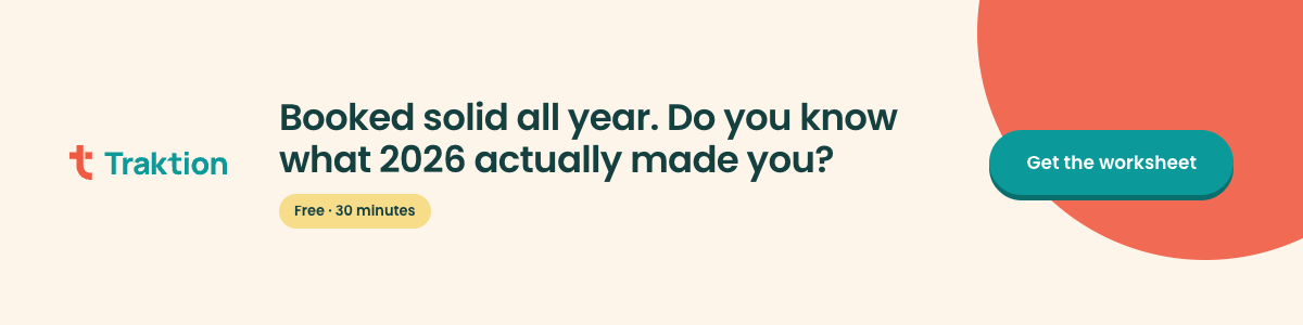 Booked solid all year. Do you know what 2026 actually made you? Get the free Year-End Practice Review worksheet.