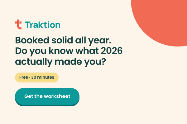 Booked solid all year. Do you know what 2026 actually made you? Get the free Year-End Practice Review worksheet.